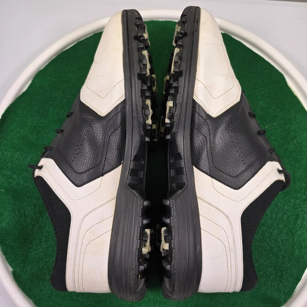 Nike Golf Heritage Shoes Mens 11.5 Black White Leather Spiked 336041-101 Lace Up